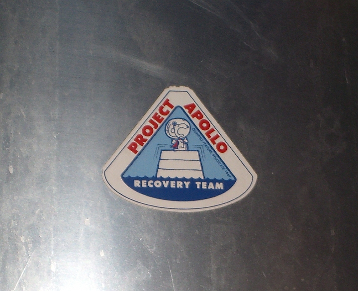 CIMG2041.JPG - On the Airstream trailer used to quarantine Apollo astronauts in case of moon germs (er, "lunar contagions"). Label fine print reads: "© United Features Syndicate 1969"