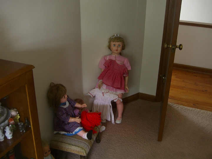 CIMG2110.JPG - This room used to be full of Jackie's toys when I was little. They've mostly been relegated to the attic now. This doll is about three feet tall and was supposed to walk with you if you held her hand. Jackie said the doll was named Roberta, but she doesn't remember why.