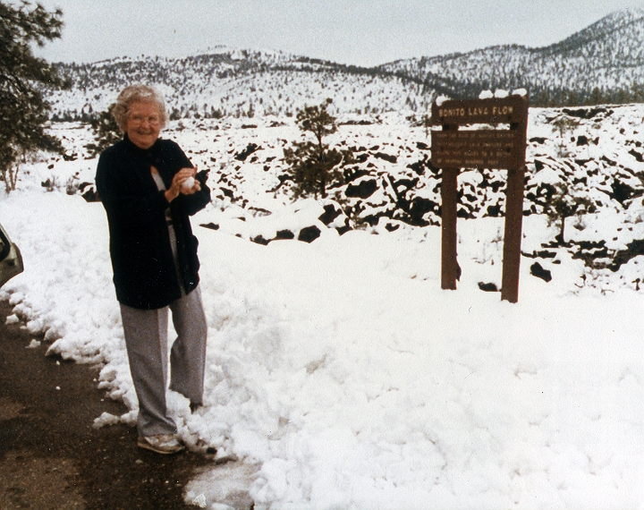 grandma.jpg - My whole life, she lived in Arizona, so a picture of my grandmother and snow was always surreal.